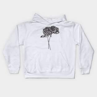 Hydrangea linedrawing Kids Hoodie